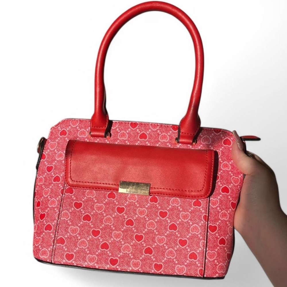Red Heart Pattern Handbag